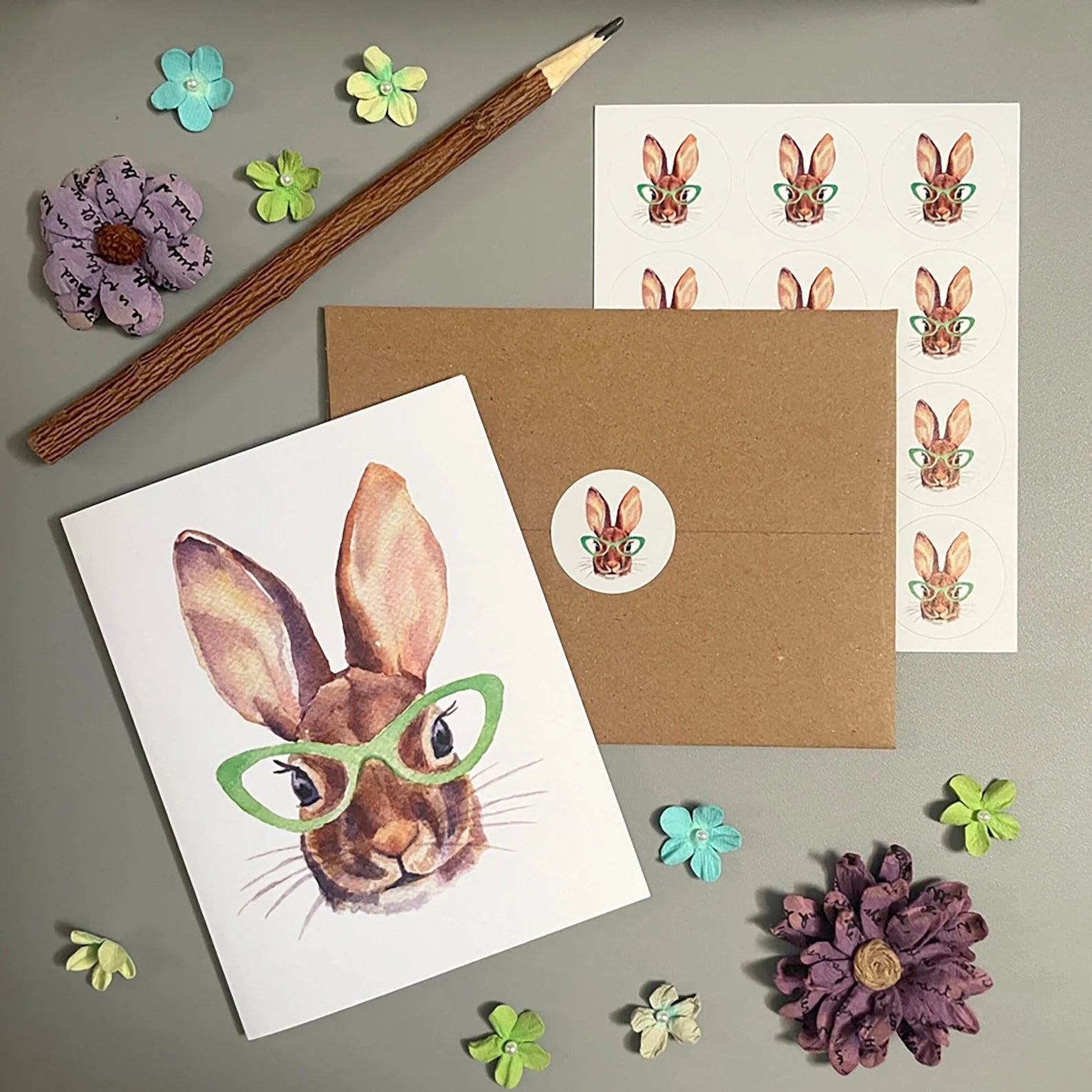 Personalized Easter Stationary Set for Girls, A2 FLAT Cards, Set of 10,  Easter Bunny Notecards for Kids, Cute Easter Cards for Kids 