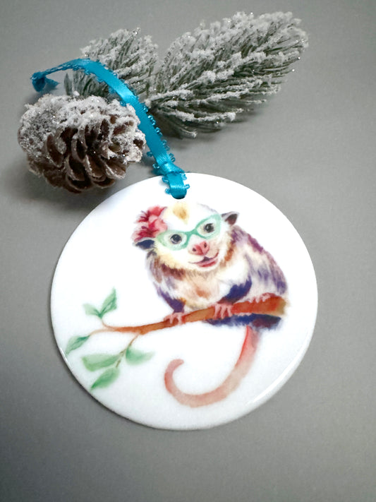 Opossum in Glasses Ornament